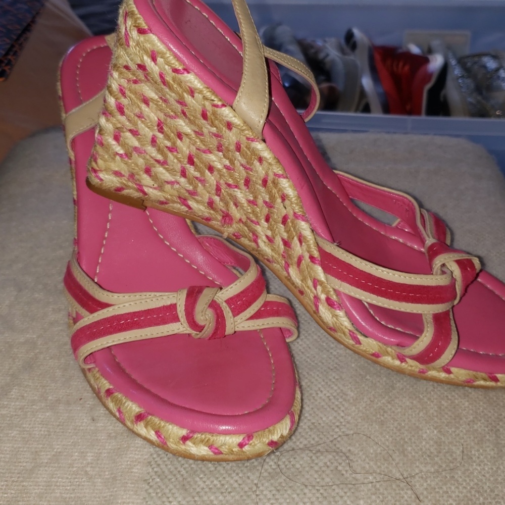 Ann Taylor pink wedge sandals
